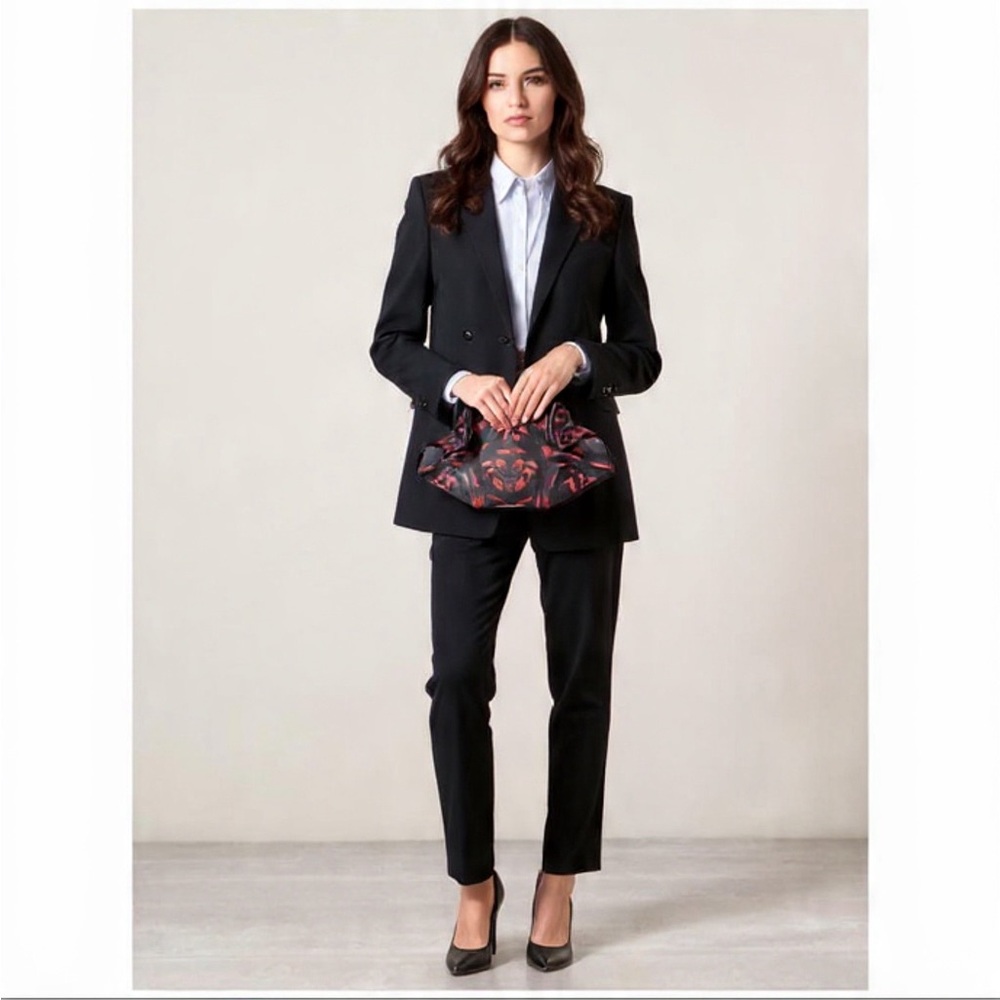 Alexander McQueen De Manta Black Red Clutch